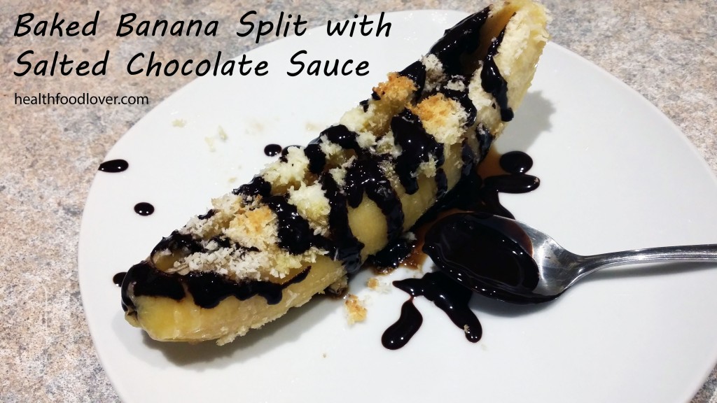 baked banana with salted chocolate sauce